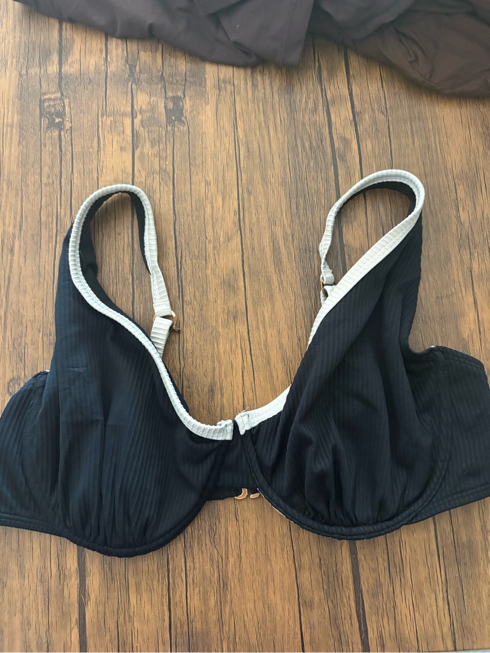 Hollister Black Bikini Top with Cream Trim